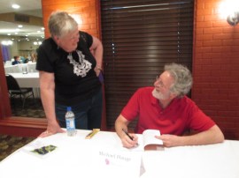 WisRWA President Anne Parent chats with Keynote Speaker Michael Hauge