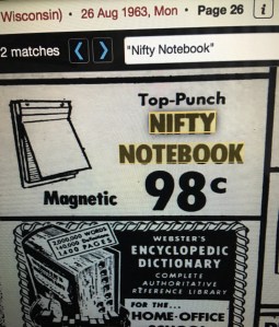 Vintage ad for Nifty Notebook